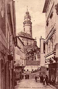 Radniční Street in Český Krumlov, historical photo by Josef Seidl 