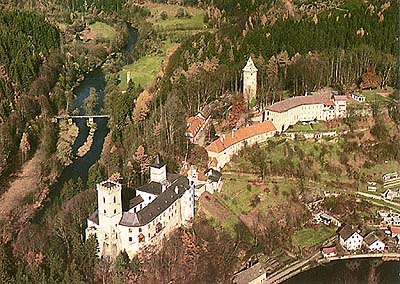 Hrad Rožmberk nad Vltavou, letecký pohled 