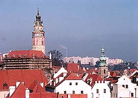 Český Krumlov, coexistence of historical and new architecture 