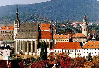 Český Krumlov, dominant of Castle and Church tower, foto: V.Šimeček 