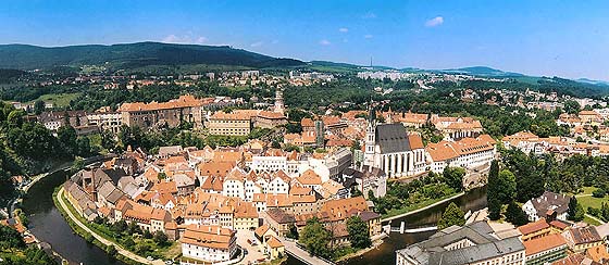 Panoramic view onto Český Krumlov (aerial) 