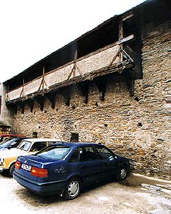 Remains of town fortifications on Hradební Street in Český Krumlov 