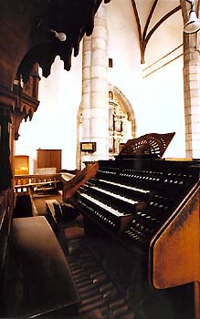 Kirche St. Veit in Český Krumlov, Hauptorgel, Ansicht der Klaviatur 