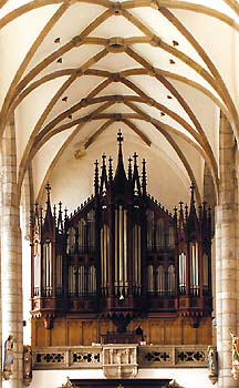 Kirche St. Veit in Český Krumlov, Hauptorgel, Ansicht der Pfeifen 