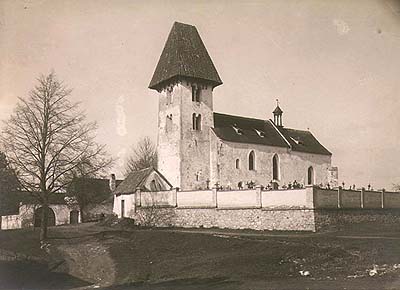 Kirche in Boletice, ein historisches Foto 