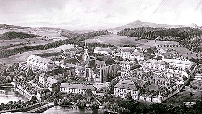 Vyšší Brod, historical layout map of the monastery 