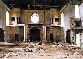 Church in Pohorská ves, interior with pulpit 